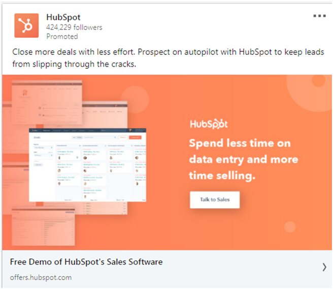 Hubspot sponsored Ad